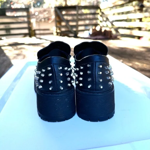 Steve Madden Black Studded Loafers - Picture 4 of 5